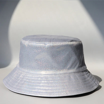 Laser Color Reversible Leather Bucket Hat Men Women