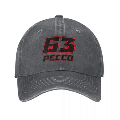 Pecco Bagnaia 63 Distressed Cotton Snapback Baseball Hat