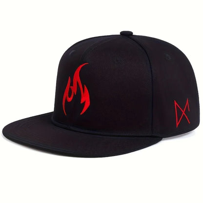 Flame Embroidery Hip Hop Snapback Cap