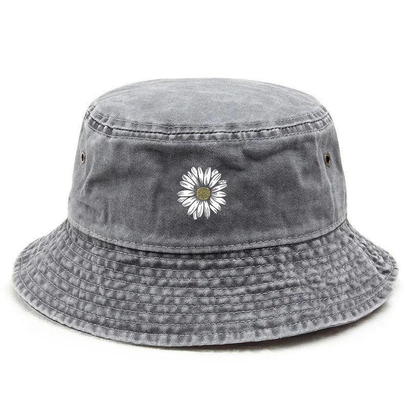 Vintage Daisy Floral Cotton Bucket Hat