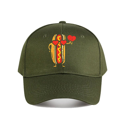 Distressed Hot Dog Heart Valentine Baseball Cap