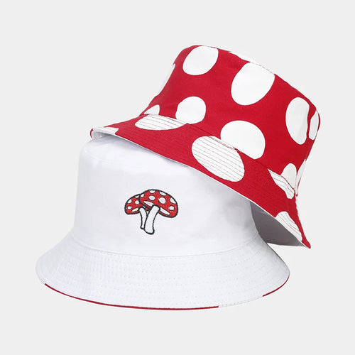 Cotton Cartoon Mushroom Print Bucket Hat
