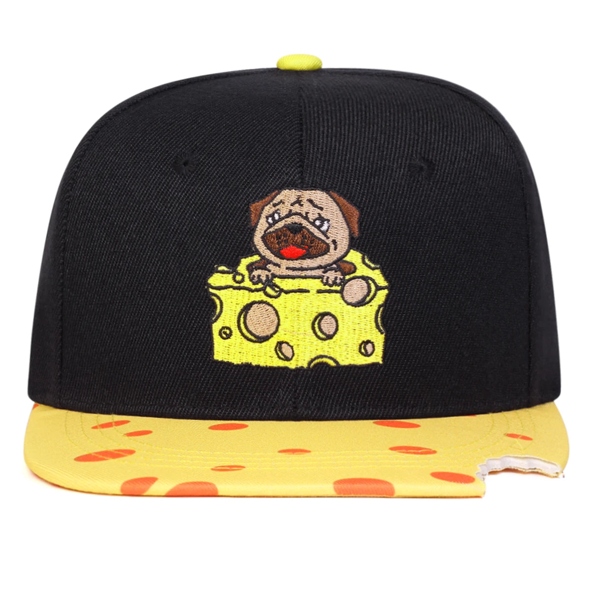 Unisex Cheese Pug Embroidery Hip-hop Hats