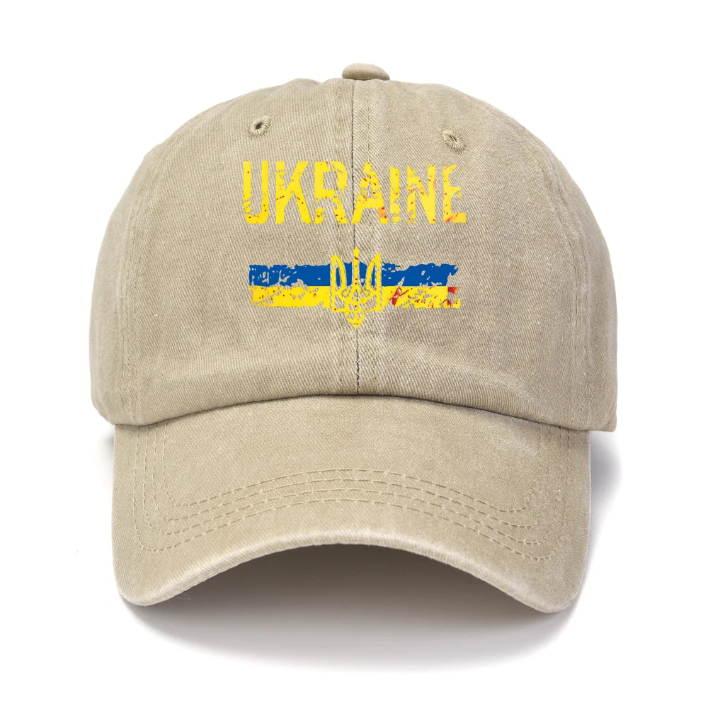 Ukraine Washed Cotton Retro Emblem Unisex Baseball Cap