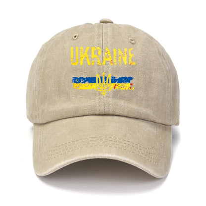 Ukraine Washed Cotton Retro Emblem Unisex Baseball Cap