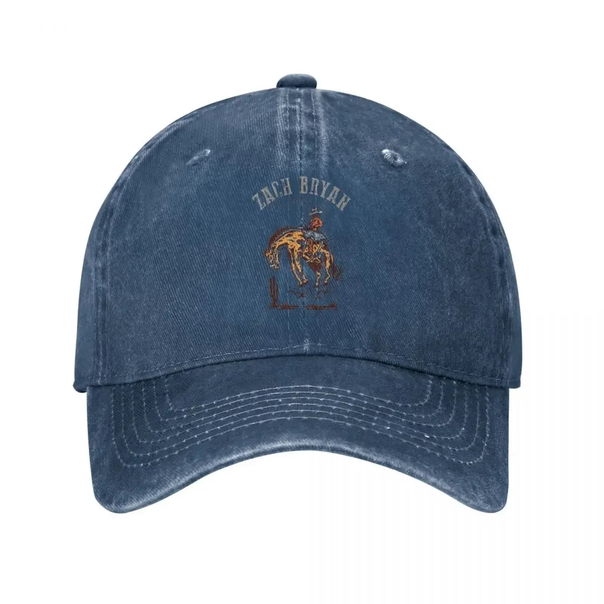 Zach Bryan Retro Distressed Washed Denim Baseball Cap