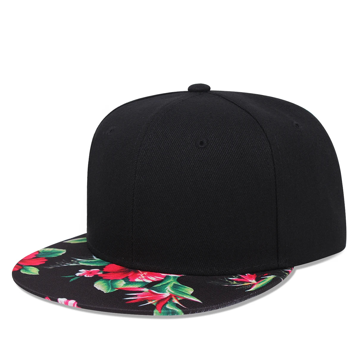 Colorful Flower Pattern Straight Brim Snapback Baseball Hat
