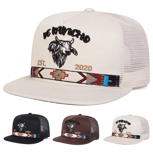 Unisex Bullhead Letter Embroidery Hip-hop Net Hats