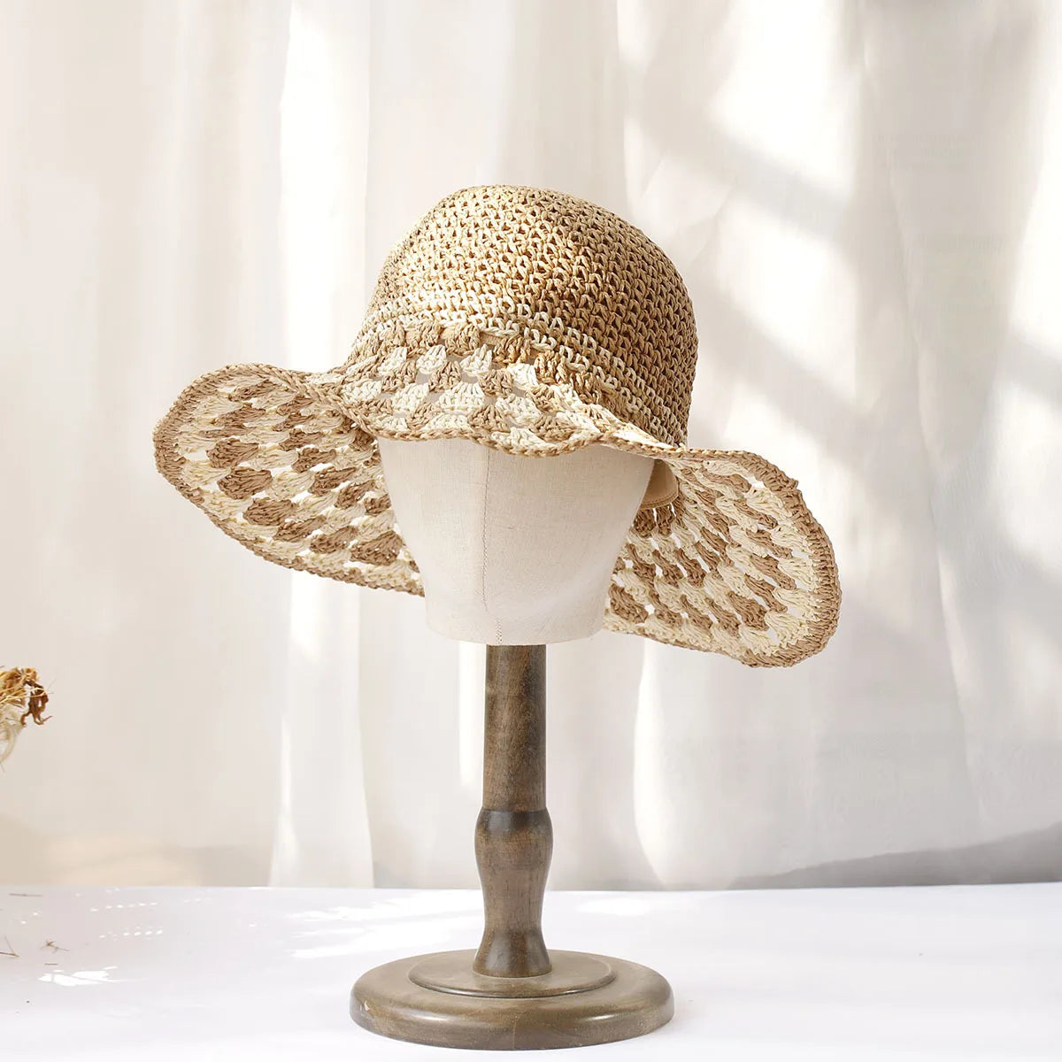 Womens Rainbow Contrast Straw Summer Bucket Hat