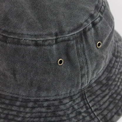 Vintage Washed Denim Wide Brim Bucket Hat