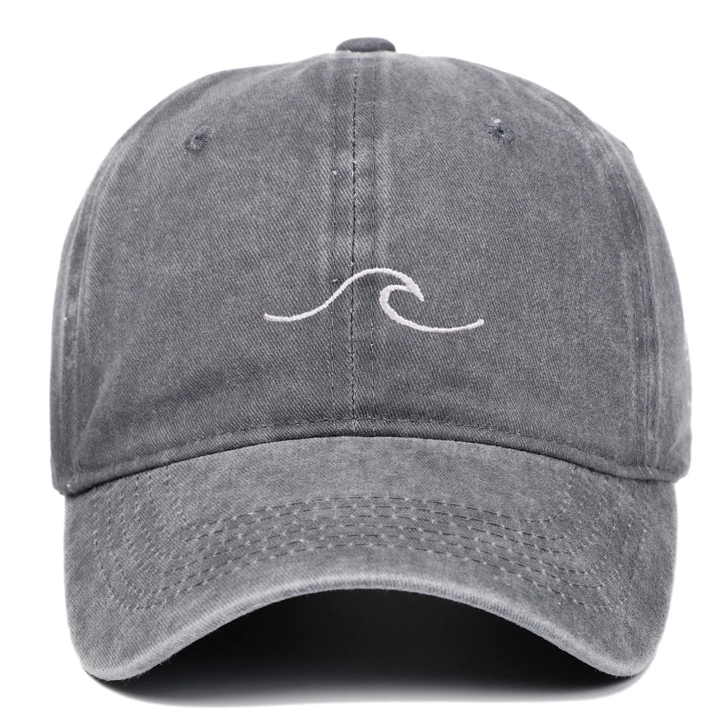 Wave Pattern Embroidered Retro Washed Baseball Cap