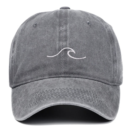 Wave Pattern Embroidered Retro Washed Baseball Cap