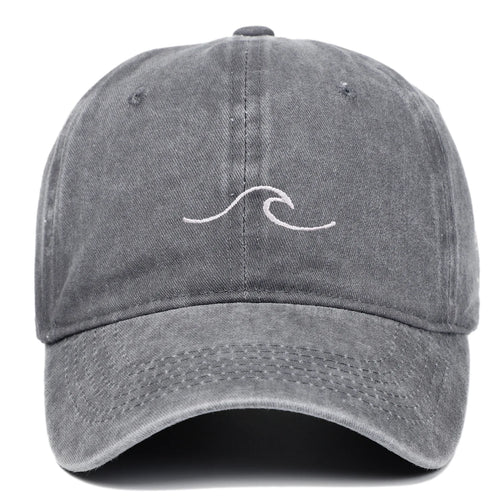Wave Pattern Embroidered Retro Washed Baseball Cap