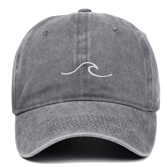 Wave Pattern Embroidered Retro Washed Baseball Cap