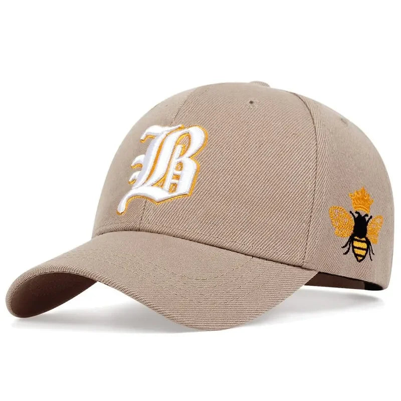 Unisex Gothic Letter Side Bee Embroidery Baseball Caps