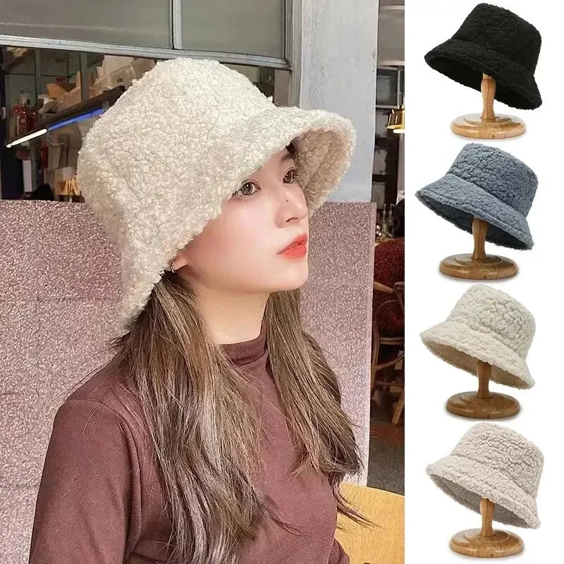 Harajuku Lamb Wool Bucket Hat