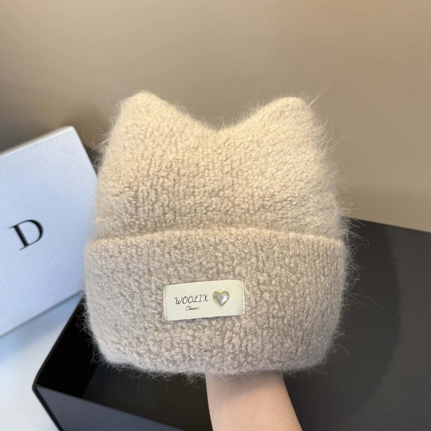 Wool Knit Winter Cat Ear Beanie