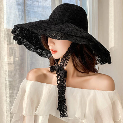 Elegant Lace Wide Brim Bucket Hat