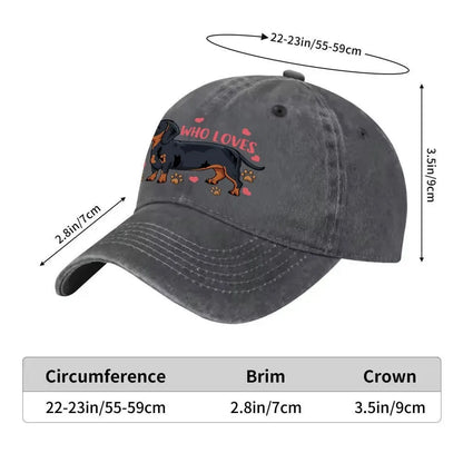 Dachshund Love Graphic Washed Cotton Baseball Cap