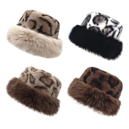 Leopard Print Plush Bucket Hat