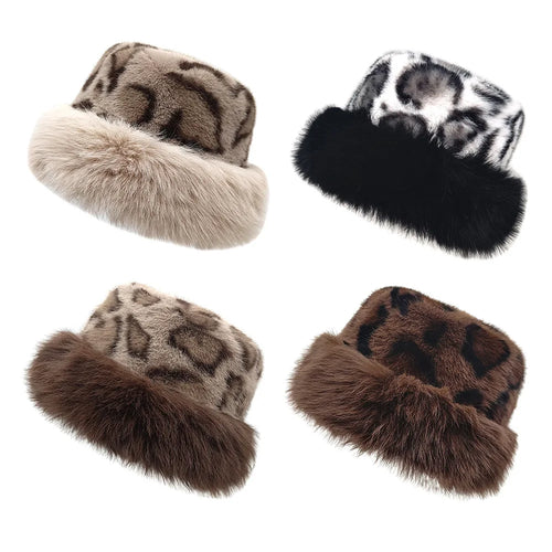 Leopard Print Plush Bucket Hat