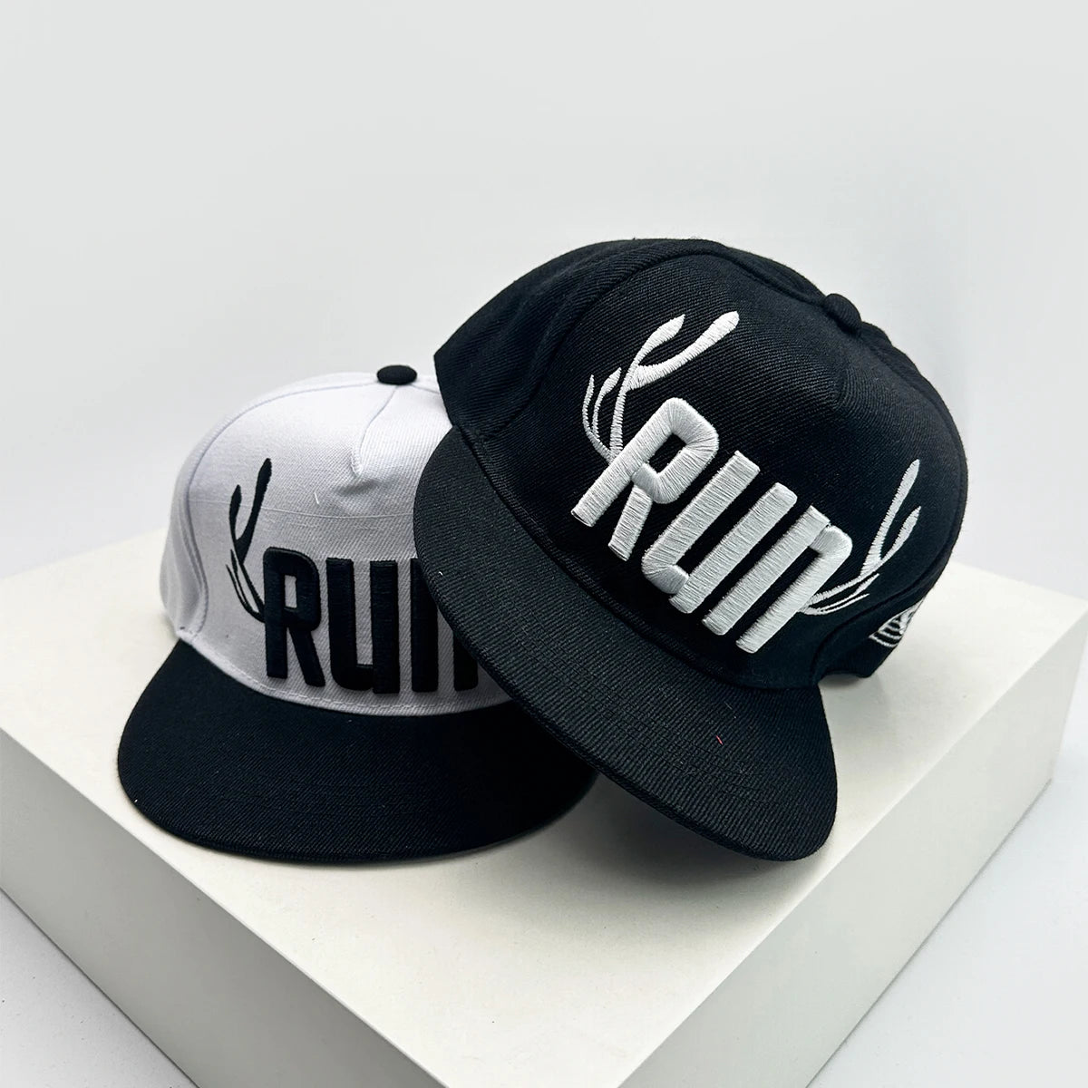 Unisex Flat Eave Embroidered RUN Letters Baseball Hats