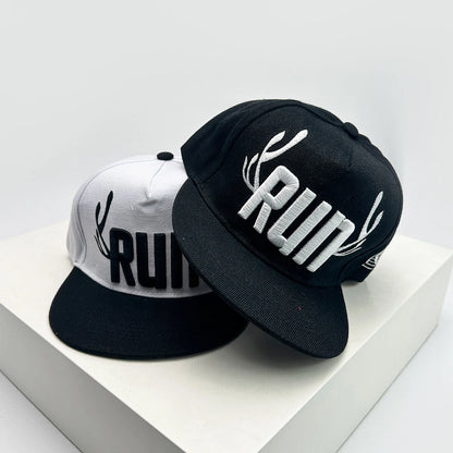 Unisex Flat Eave Embroidered RUN Letters Baseball Hats