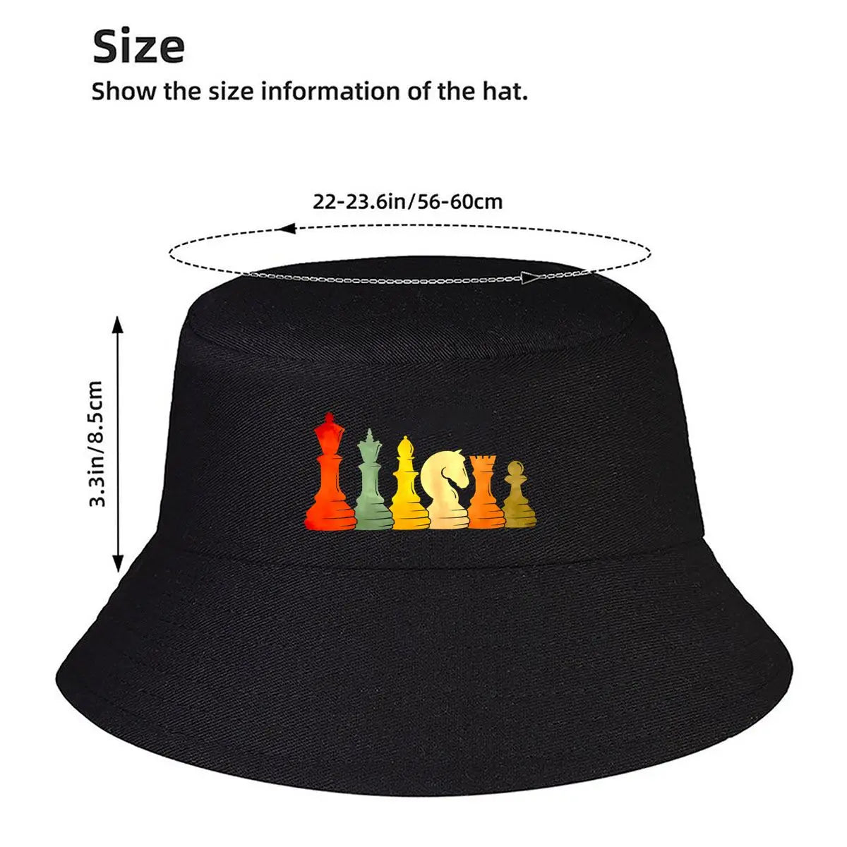 Vibrant Watercolor Chess Pieces Artistic Bucket Hat