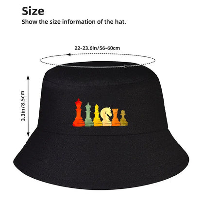 Vibrant Watercolor Chess Pieces Artistic Bucket Hat