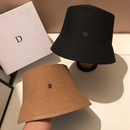 Japanese Designer Straw Weaving Bucket Hat