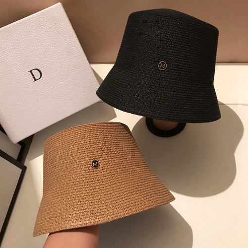 Japanese Designer Straw Weaving Bucket Hat