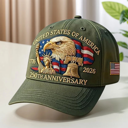 Vintage Eagle Patriotic 250th Anniversary Snapback Cap