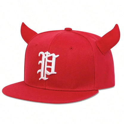 Personality P Letter Ox Horn Hip Hop Snapback Cap