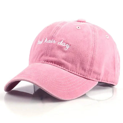Bad Hair Day Embroidered Washed Baseball Cap