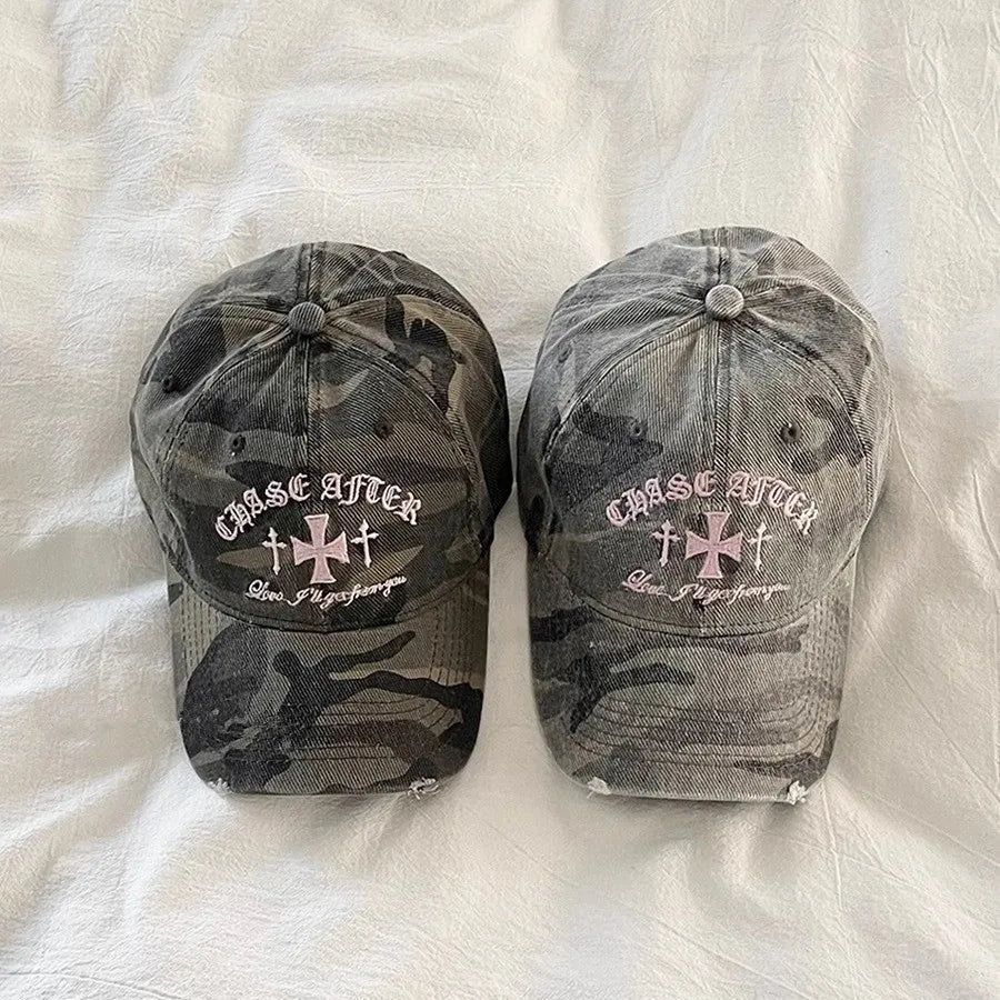 Retro Cross Stitch Camouflage Baseball Hat