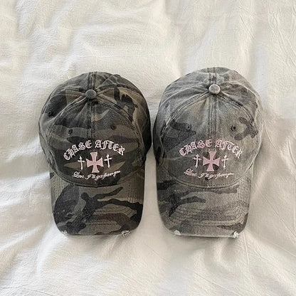Retro Cross Stitch Camouflage Baseball Hat
