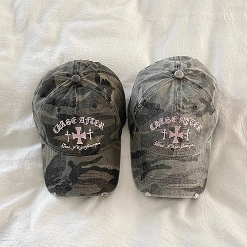 Retro Cross Stitch Camouflage Baseball Hat