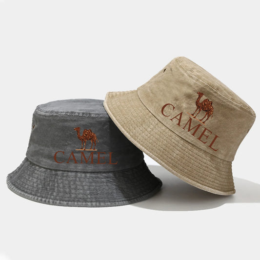 A Fashionable Printed Retro Fisherman Hat With Camel