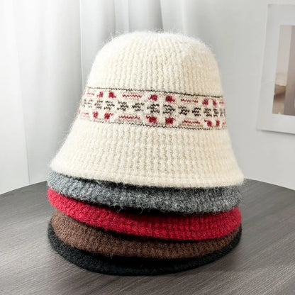 Vintage Fair Isle Wool Winter Bucket Hat
