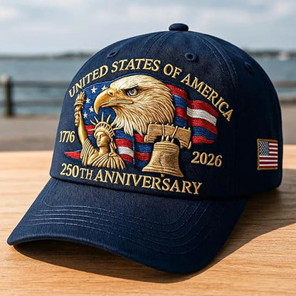 Vintage Eagle Patriotic 250th Anniversary Snapback Cap