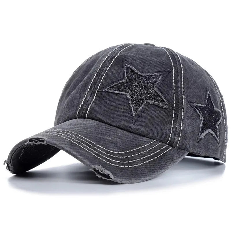 Retro Y2K Star Washed Denim Baseball Cap