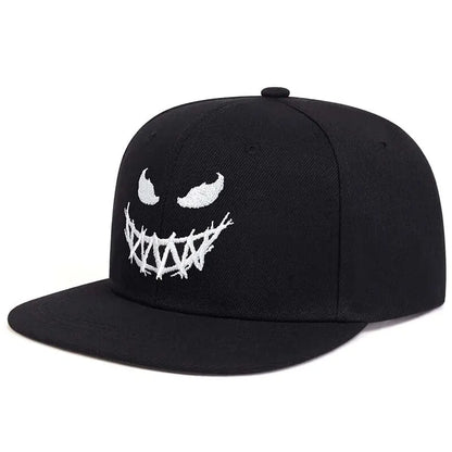 Unisex Ghost Expression Embroidery Snapback Cap