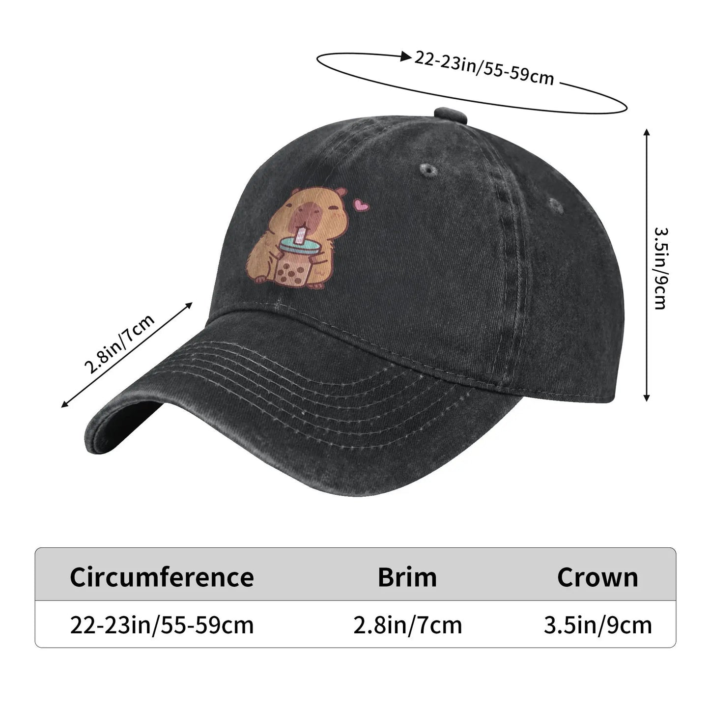 Cute Capybara Bubble Tea Kawaii Anime Baseball Cap