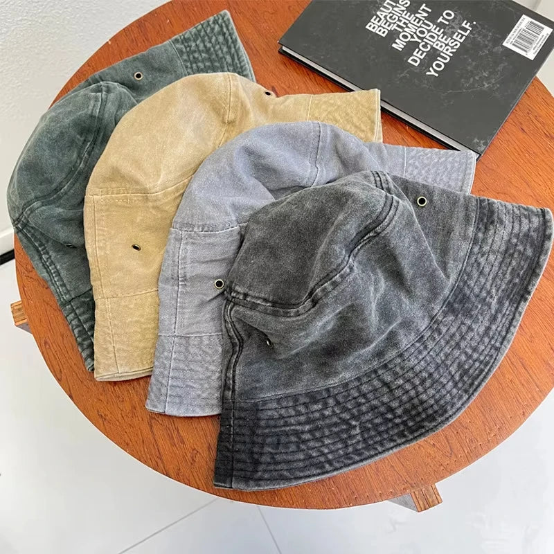 Retro Washed Breathable Fisherman Bucket Hat