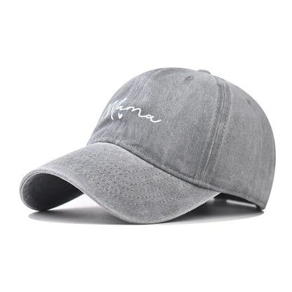Spring Summer MAMA Embroidery Washed Cotton Baseball Cap