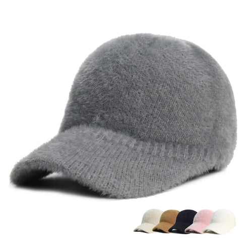 Fluffy Knitted Warm Winter Baseball Cap