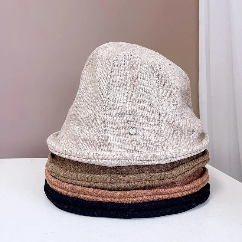 Japanese Retro Wool Crimped Bucket Hat