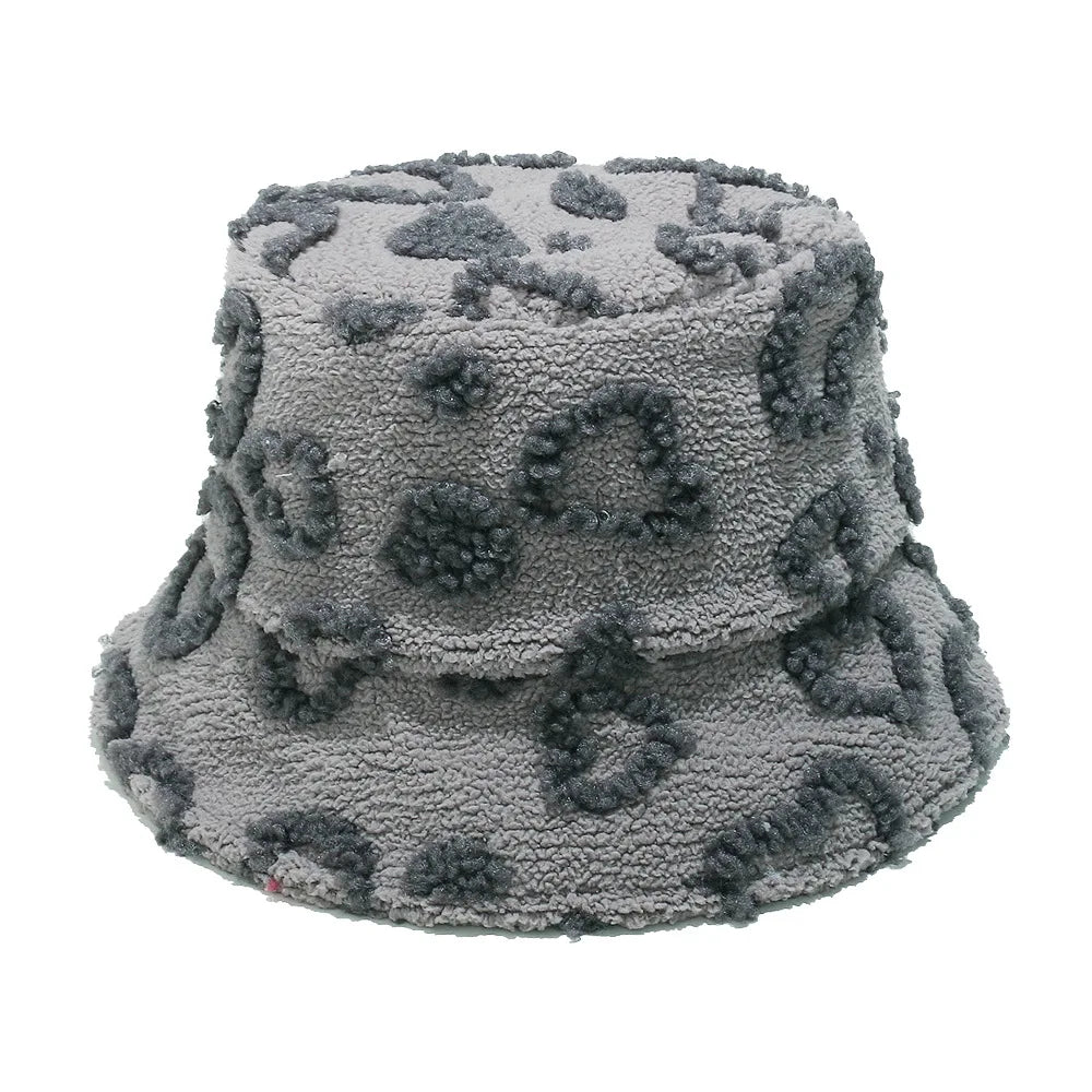 Sherpa Heart Pattern Winter Bucket Hat
