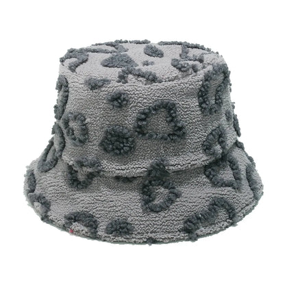 Sherpa Heart Pattern Winter Bucket Hat