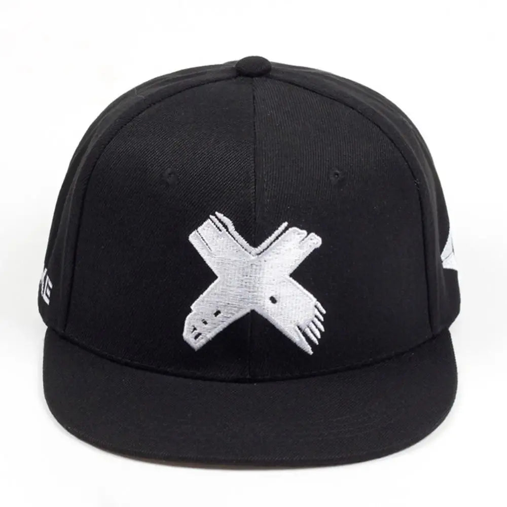 X Embroidered Flat Edge Snapback Hat